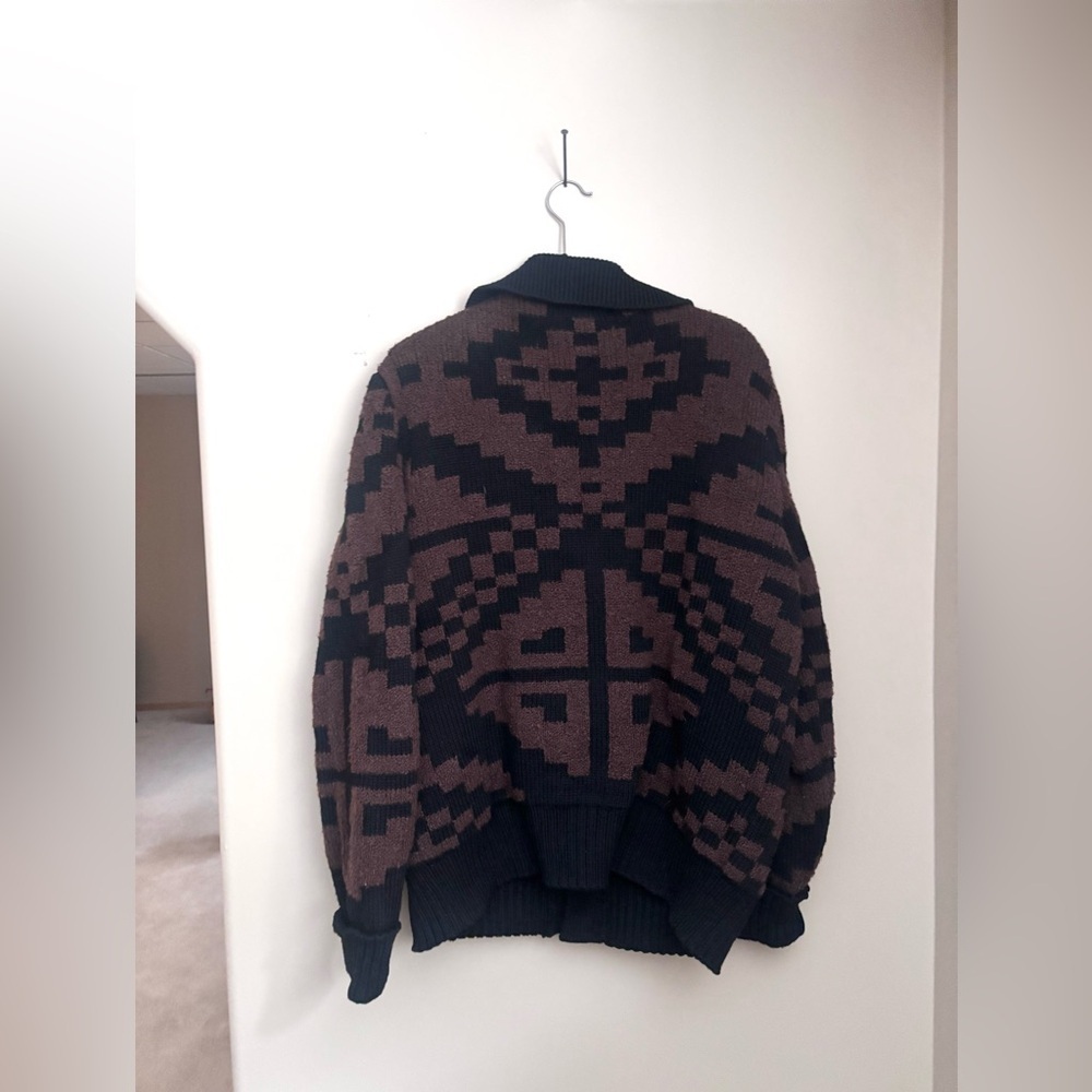 BANANA REPUBLIC | Coronado Jacquard brown cardigan | size large - Picture 5 of 6